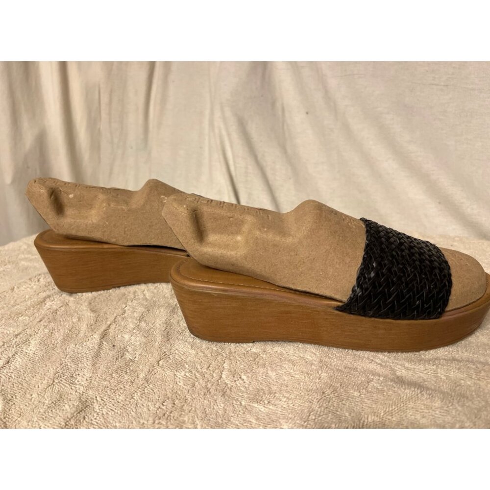 BASS Women's Willow Slide Leather Platform Sandals Size 7 1/2M Black & Brown - Picture 7 of 12
